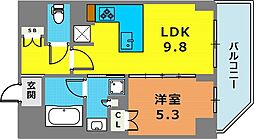 リーガル神戸三宮II 15階1LDKの間取り