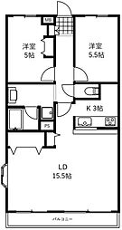 PARKTERRACE浦和 2LDKの間取図画像