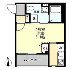 ベイルーム東本厚木 1Kの間取図画像