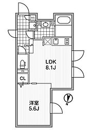 ＡＬＥＲＯ参宮橋 2階ワンルームの間取り