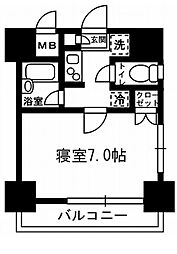 レジディア月島3 10階1Kの間取り
