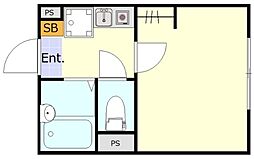 コンフォール新小岩 3階1Kの間取り