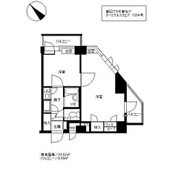 朝日プラザ博多Vターミナルスクエア 1204 12階2Kの間取り