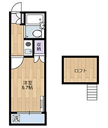 リエス厚木及川 1Kの間取図画像