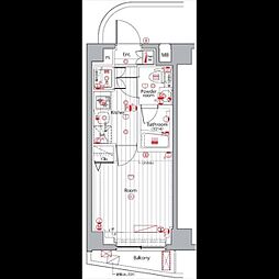 PREMIUMCUBE広尾 1Kの間取図画像