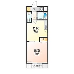 ティーオーコート花川 1DKの間取図画像