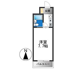 スチューデント平野 1Kの間取図画像