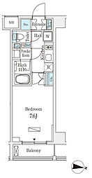 ラティエラ中野新井 1Kの間取図画像