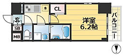 エスリード神戸ラ・コスタ 1Kの間取図画像