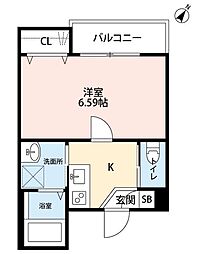 フレスコ北戸田 1Kの間取図画像