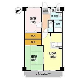 サンライズ三国ヶ丘 2LDKの間取図画像