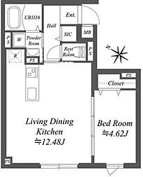 ソラシアレジデンス南大塚 1階1LDKの間取り