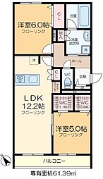 ｌ’ａｍｉ　ｄｅ　Ｌｉｏｎ 3階2LDKの間取り