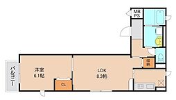 東京メトロ東西線 行徳駅 徒歩13分の賃貸アパート 2階1LDKの間取り