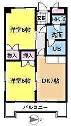 ロワール二本松 2DKの間取図画像