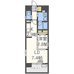 グランフォーレラグゼ箱崎 1LDKの間取図画像