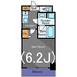グランド・ガーラ白金高輪 2階1Kの間取り