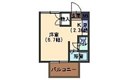 MRハイツ ワンルームの間取図画像