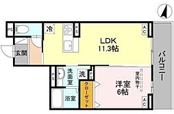 グランヴィル 3階1LDKの間取り