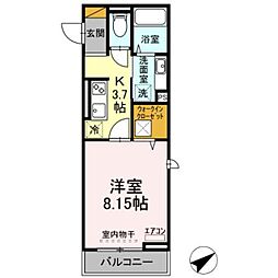 エスペランサ八幡宿 1Kの間取図画像