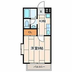 ラ・ヴァンヴェール 1Kの間取図画像