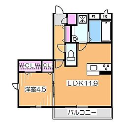 リュバン鳳 1LDKの間取図画像