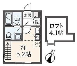 Ｒｉｓｉｎｇｓｕｎ元町 2階ワンルームの間取り