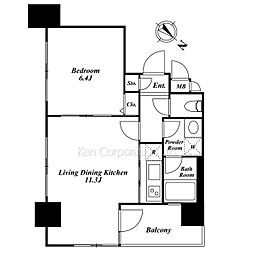 レジディア広尾南 1LDKの間取図画像