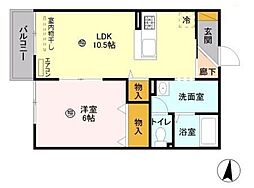 パルクセゾン 1LDKの間取図画像