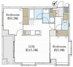 ドマーニ田端 2階2LDKの間取り
