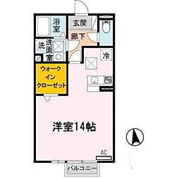 ソレアードｉ 1階ワンルームの間取り