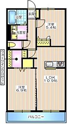 カサ ブランカ駒岡 3階2LDKの間取り