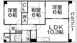 ラフィネ星田 3LDKの間取図画像