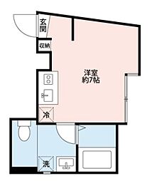 ハナテラス竹ノ塚 1階ワンルームの間取り