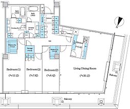 二番町テラス 12階3LDKの間取り