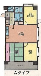 シャトー大沼2 3LDKの間取図画像