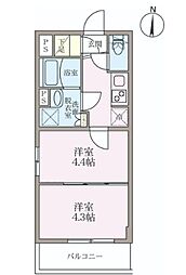 ラヴィエール住吉駅前 2Kの間取図画像