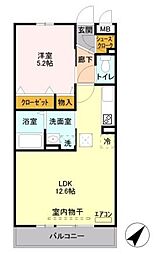 キャッソル嵯峨 1LDKの間取図画像