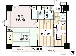 ハイホーム十条 4階2DKの間取り