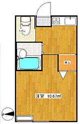 睦マンション 1Kの間取図画像