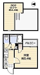 WillowS沼袋 3階1Kの間取り