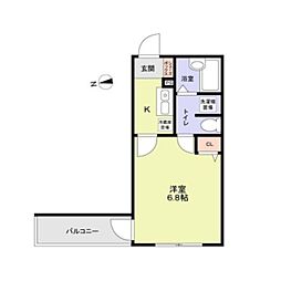 イニッツィオ永田南 1Kの間取図画像