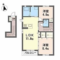 メゾンマスト　桜苑II B203 ｜ 宮城県岩沼市桜３丁目1-16（賃貸アパート2LDK・2階・60.22㎡） その2