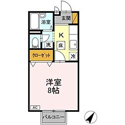 セジュール1 1Kの間取図画像