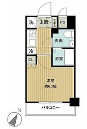 スカイコート日本橋第3 2階1Kの間取り