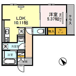 グランアクア 1LDKの間取図画像