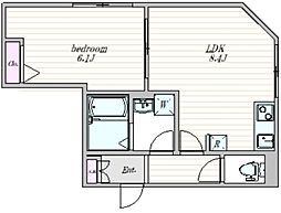 ザ・クラスアーバンス早稲田南 1階1LDKの間取り