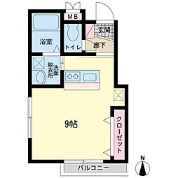 ウイング・YU ワンルームの間取図画像