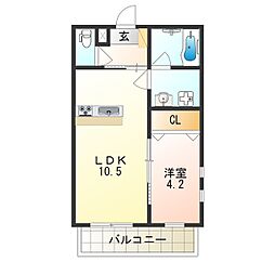 JR片町線(学研都市線) 鴻池新田駅 徒歩7分の賃貸アパート 1階1LDKの間取り