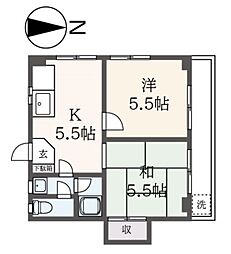 サンテリア三田 2Kの間取図画像